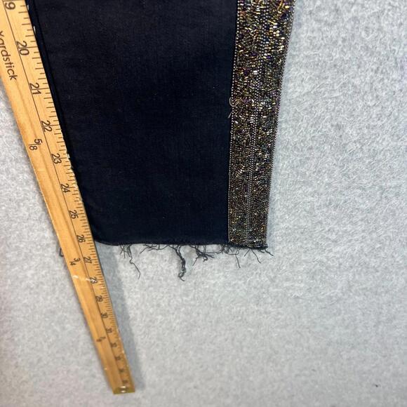 MOTHER Rascal Ankle Fray Guilty Flash Black Gold Glitter High Rise Jeans Sz 23 - Picture 12 of 16